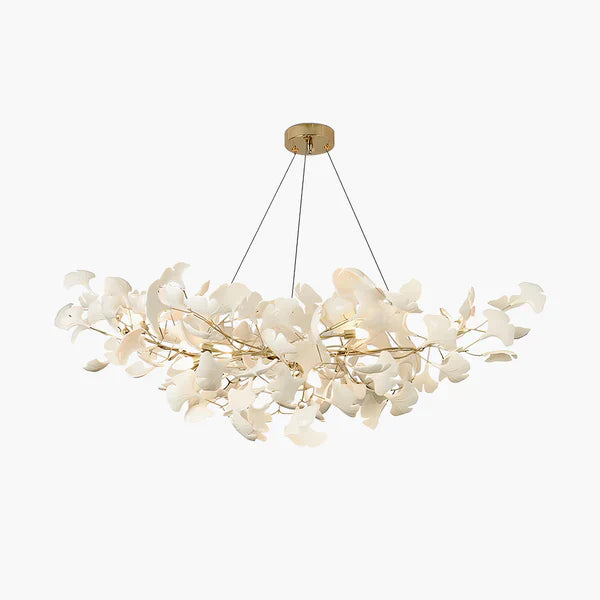 Modern Luxury Linear Ginkgo Ceramic Chandelier for Dining Room/Kitchen Island