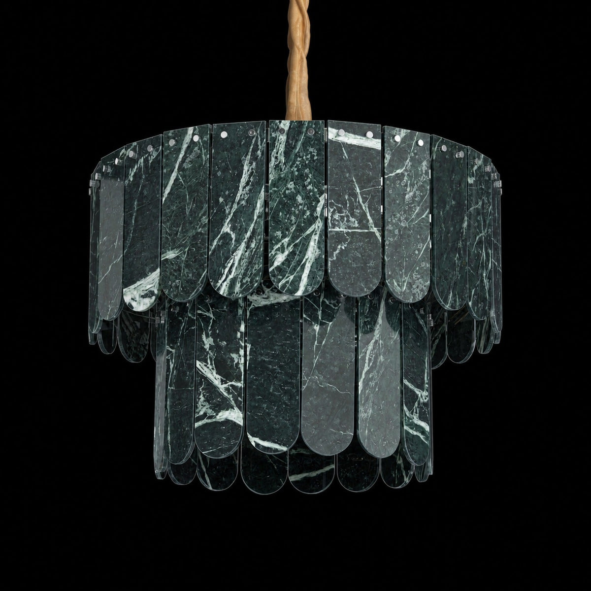 Modern Two-Tier Prada Green Luxury stone Chandelier