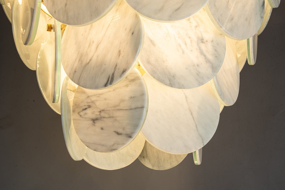 Modern Pearl Mist Gray Luxury stone Petal Chandelier