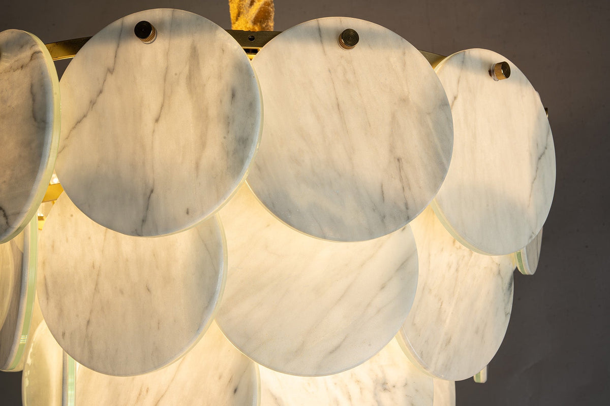 Modern Pearl Mist Gray Luxury stone Petal Chandelier