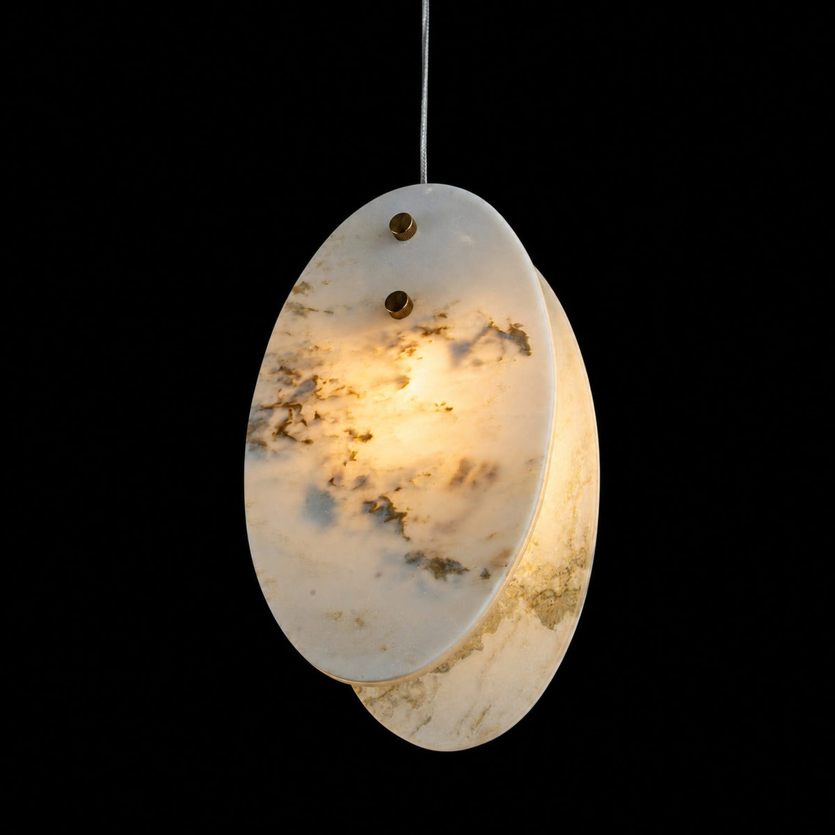 Modern Sculptural Luxury stone Oval Pendant Light Set