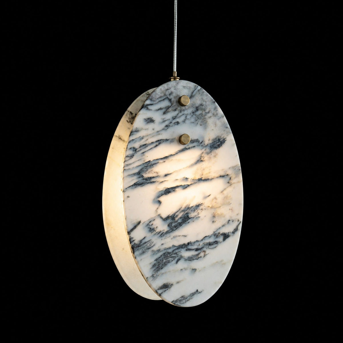 Modern Sculptural Luxury stone Oval Pendant Light Set