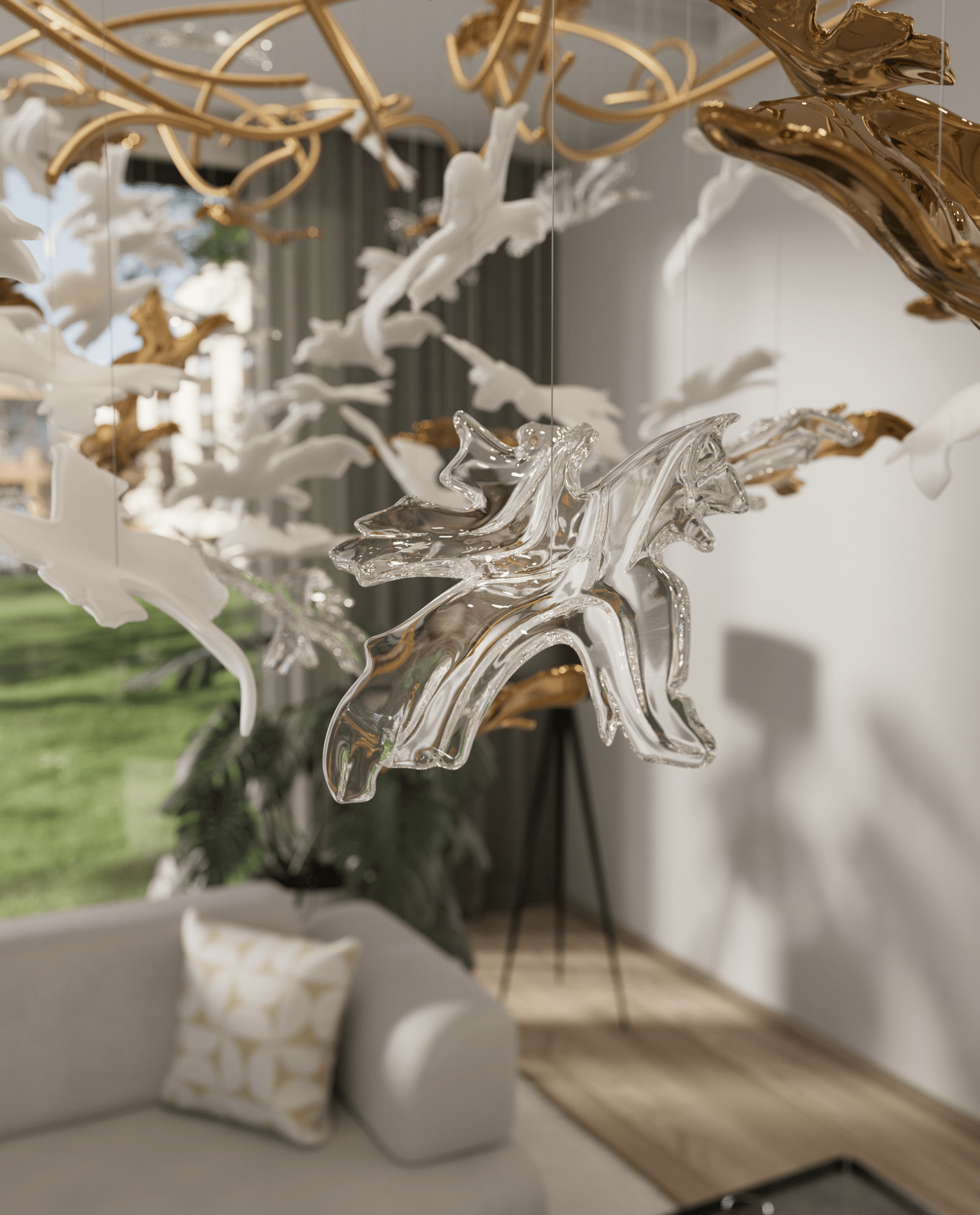 Vine Meteor Shower Crystal Spiral Chandelier