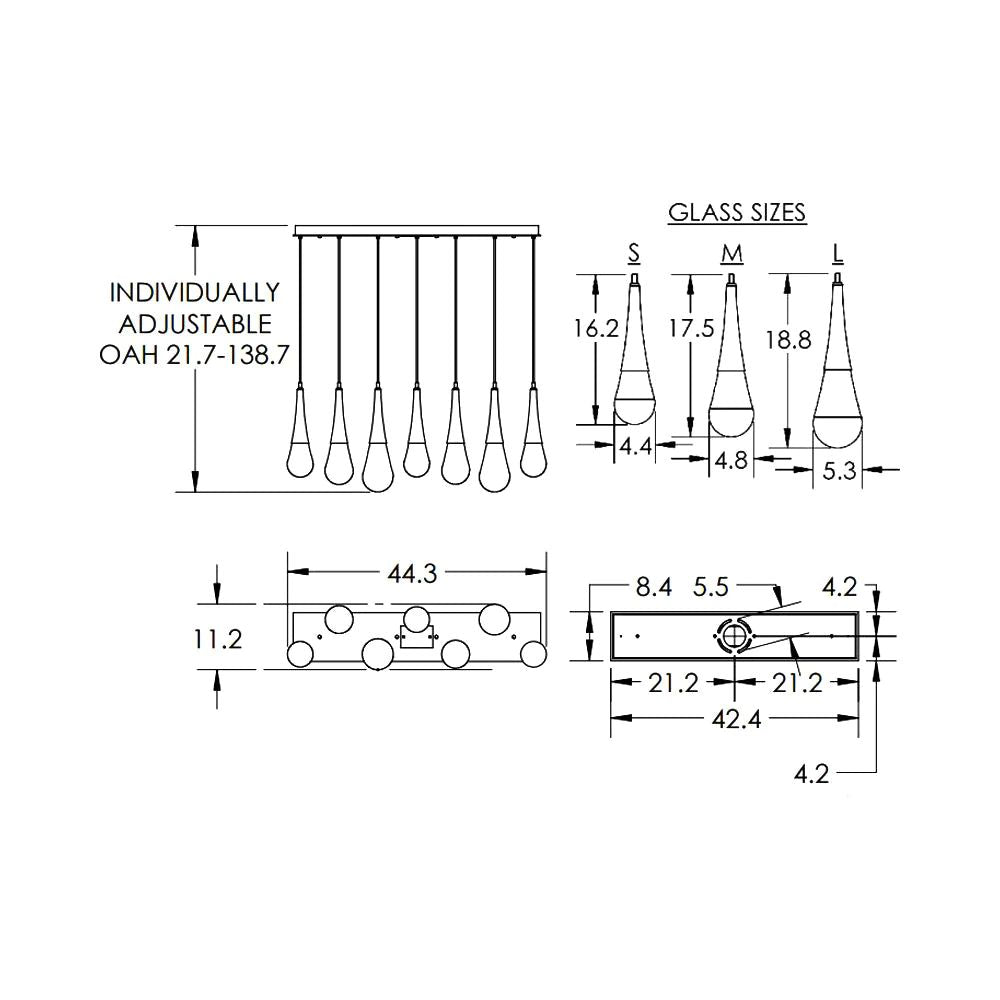 JC Water Drop Rectangle  LED Chandelier