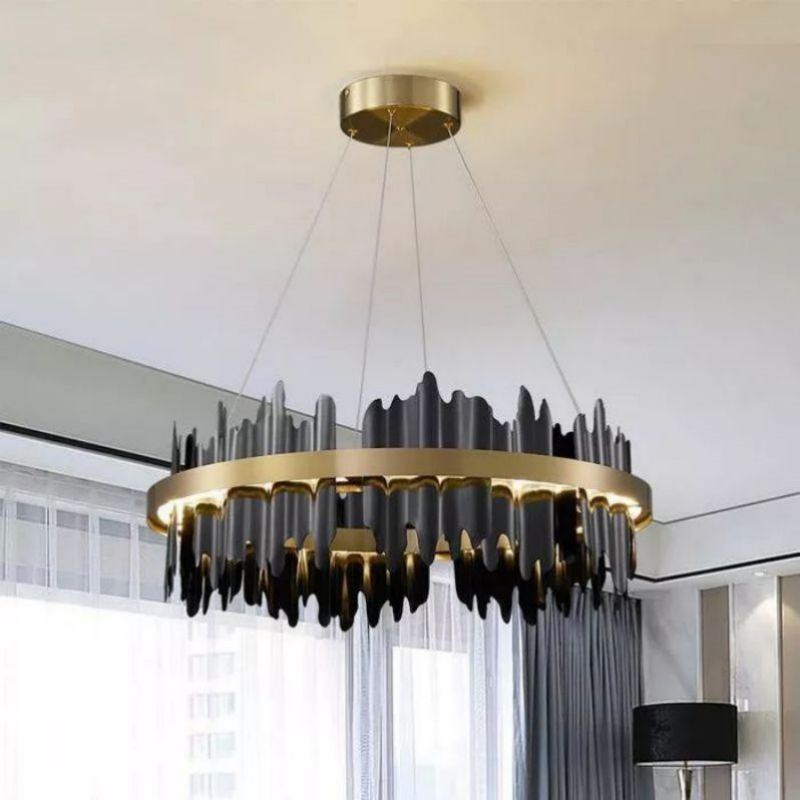 JC Wave Modern Sculpture Round Chandelier