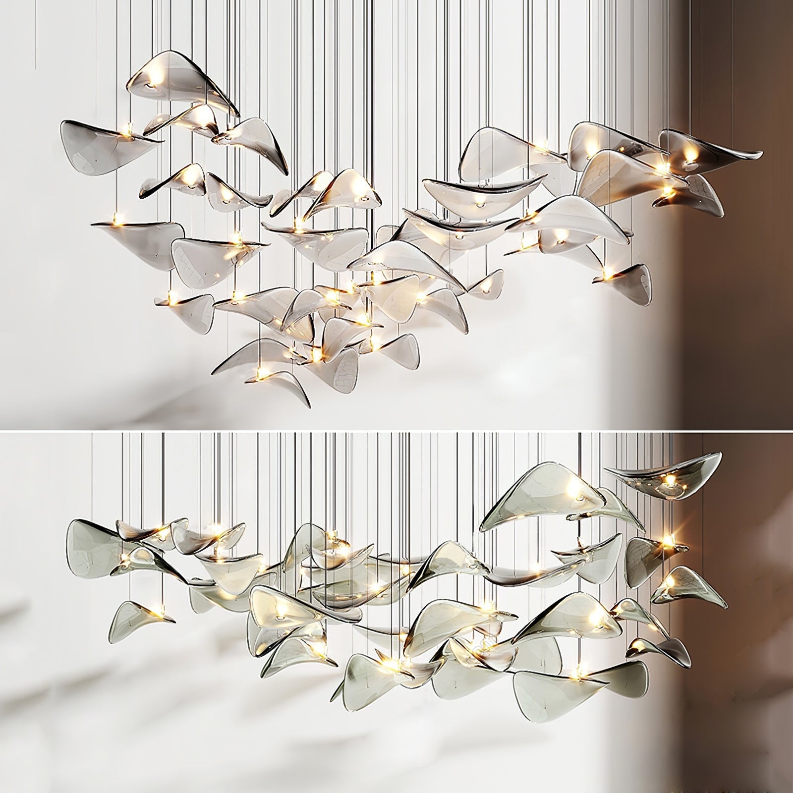 Calliope Modern Wave Floating Leaf Chandelier