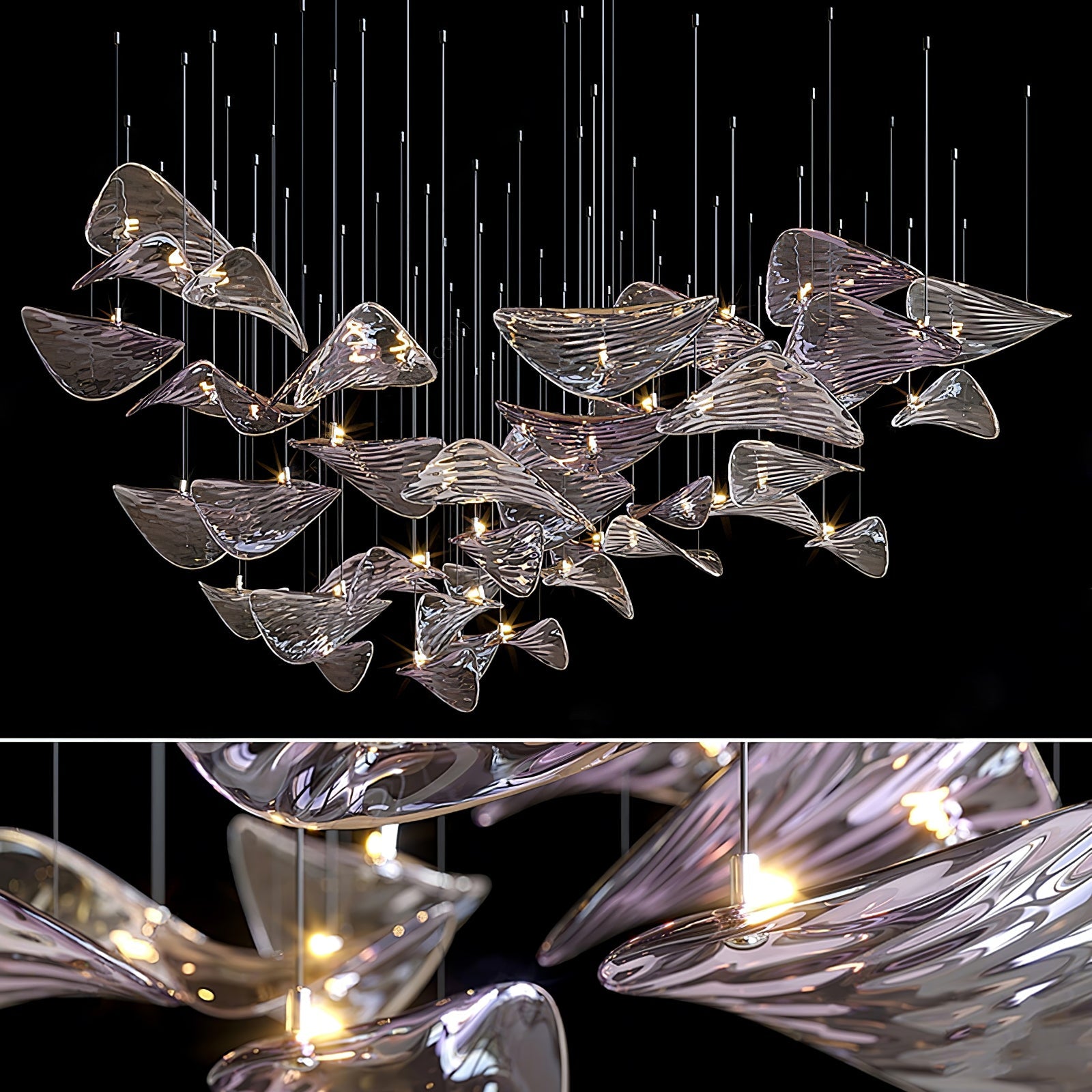 Calliope Modern Wave Floating Leaf Chandelier