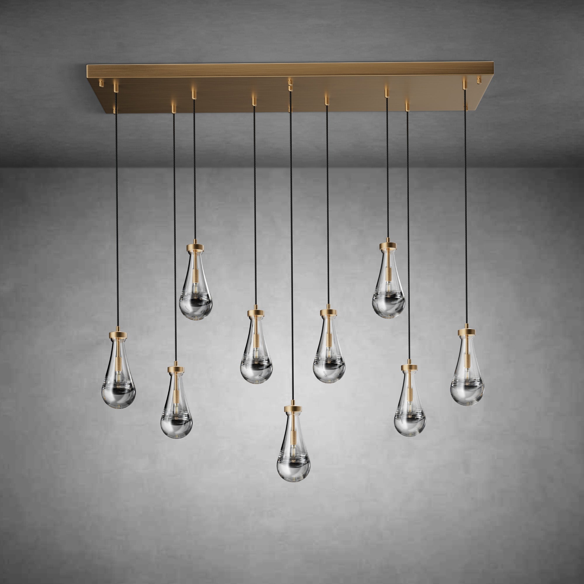 Raindrop-Shaped Island Pendant Lamp - 9 Lamps