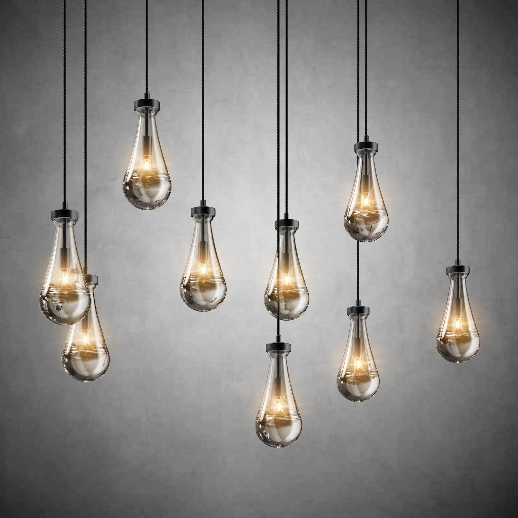 Raindrop-Shaped Island Pendant Lamp - 9 Lamps