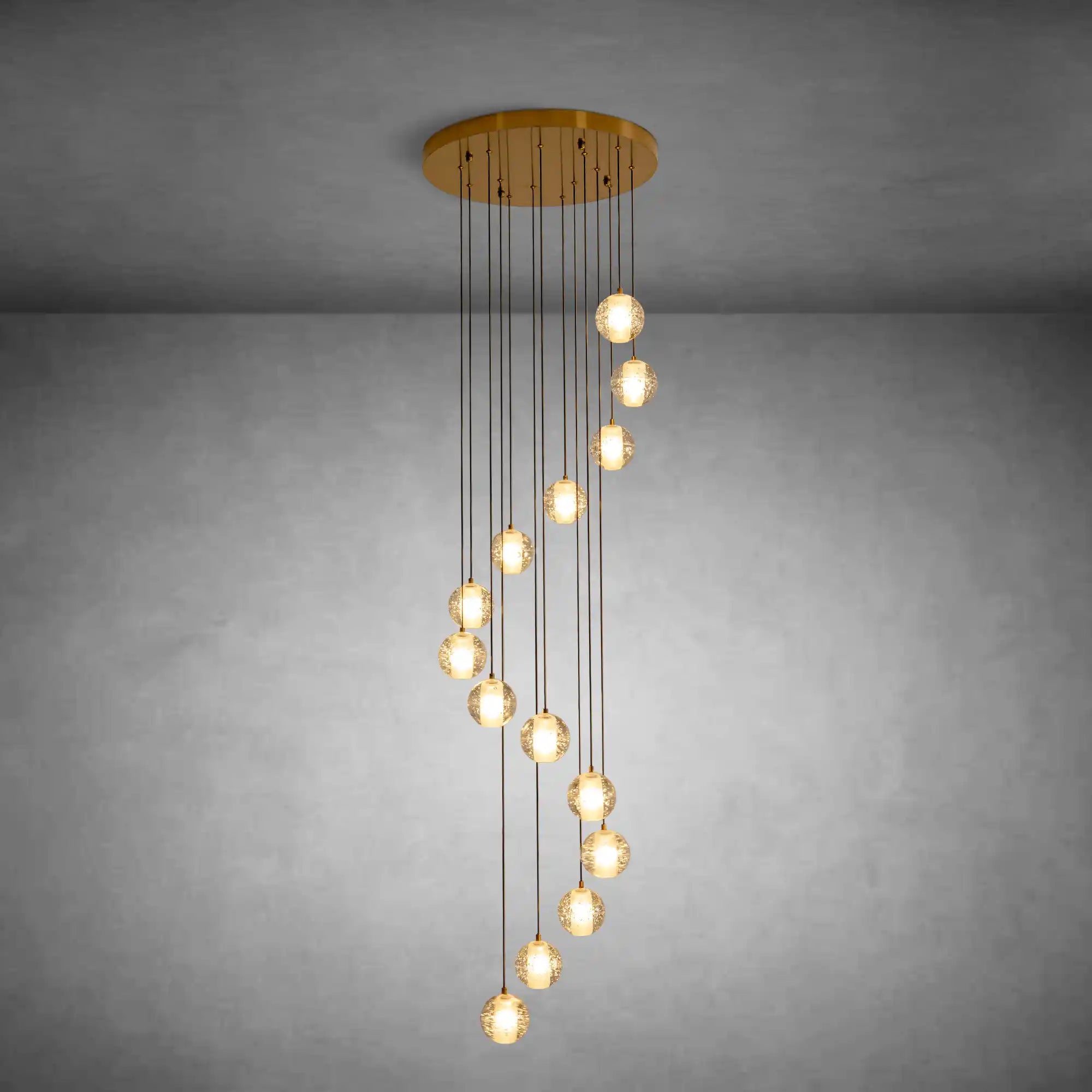 14-Light Gold Crystal Staircase Chandelier