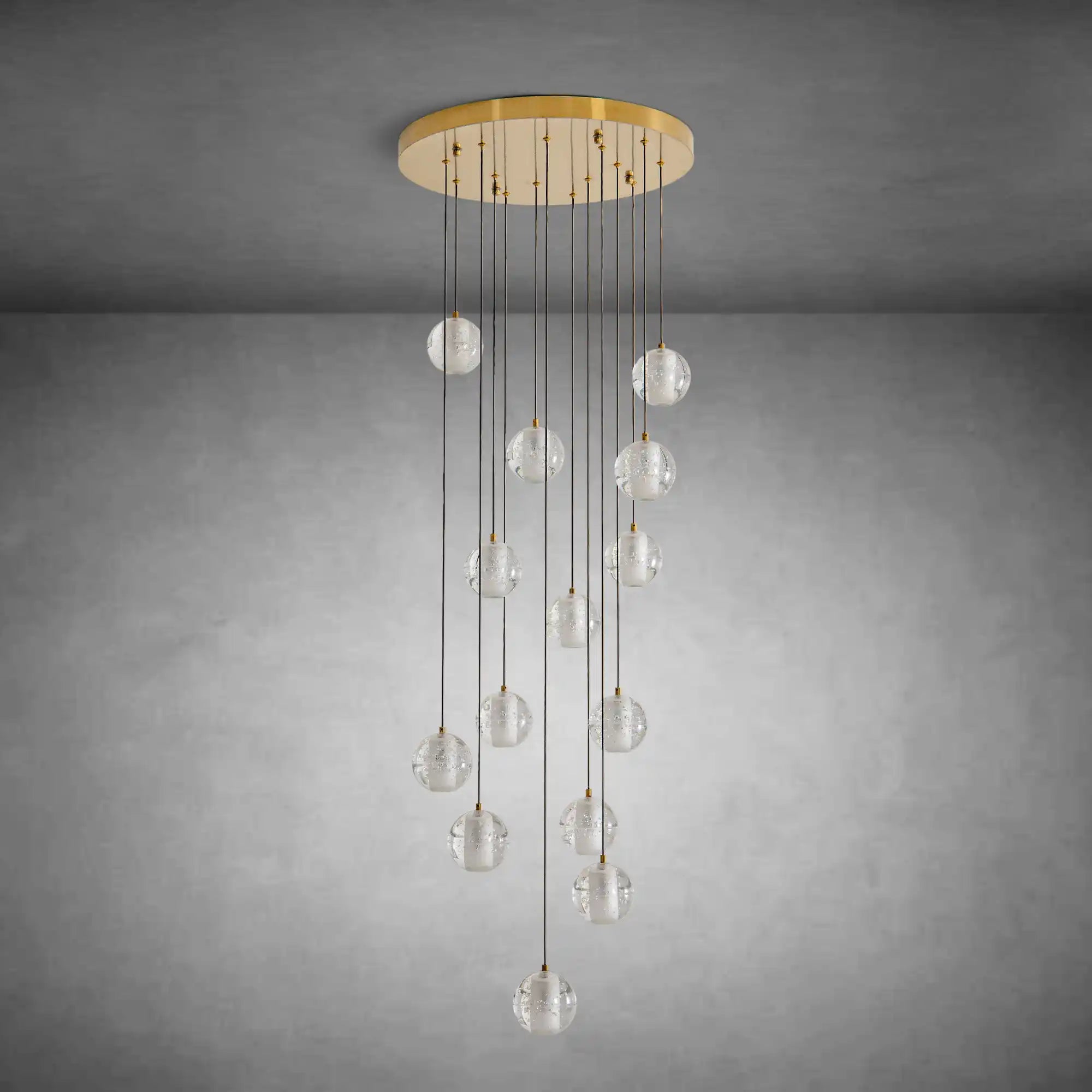 14-Light Gold Crystal Staircase Chandelier