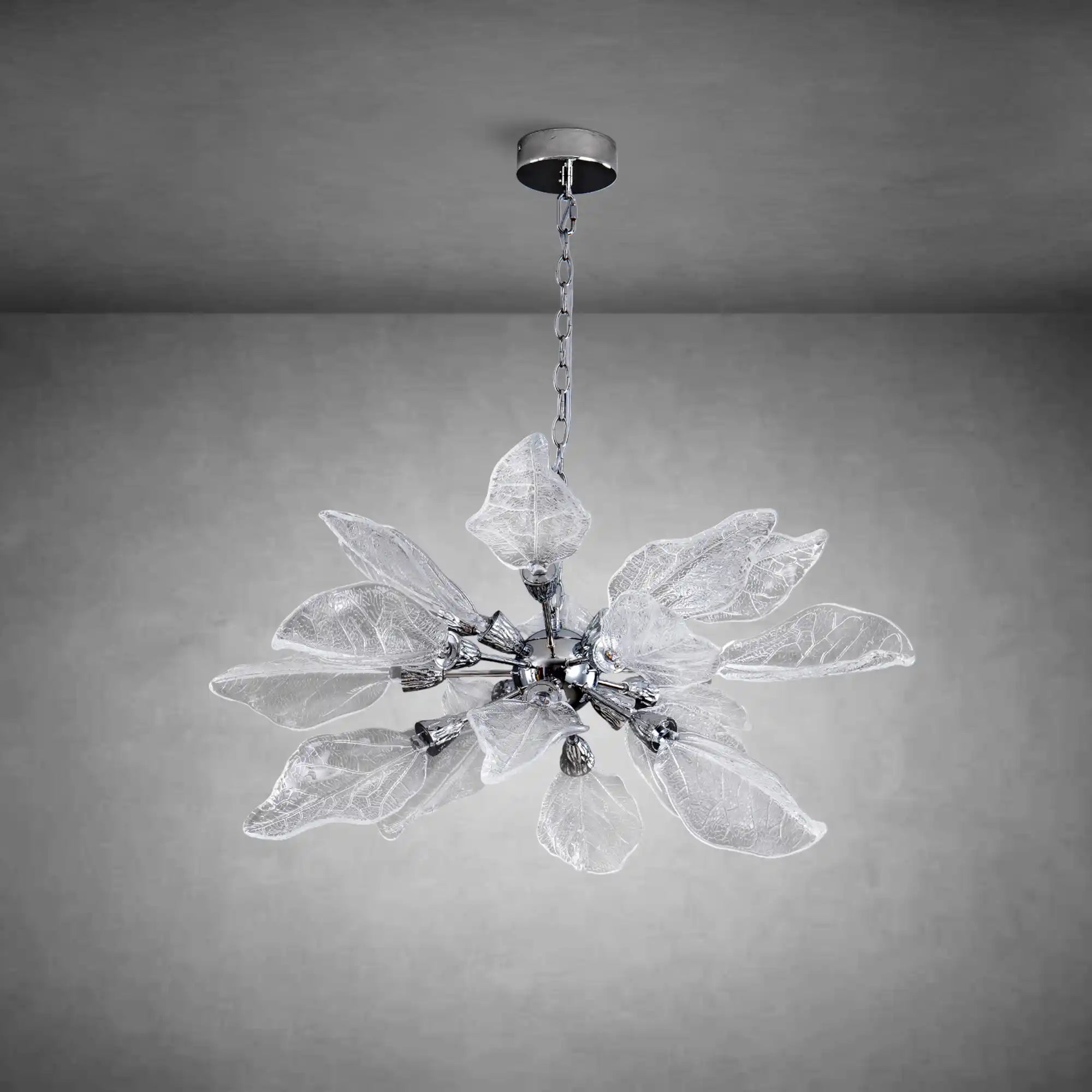 Modern Silver Leaf Chandelier D23 LED Dimmer Adjustable