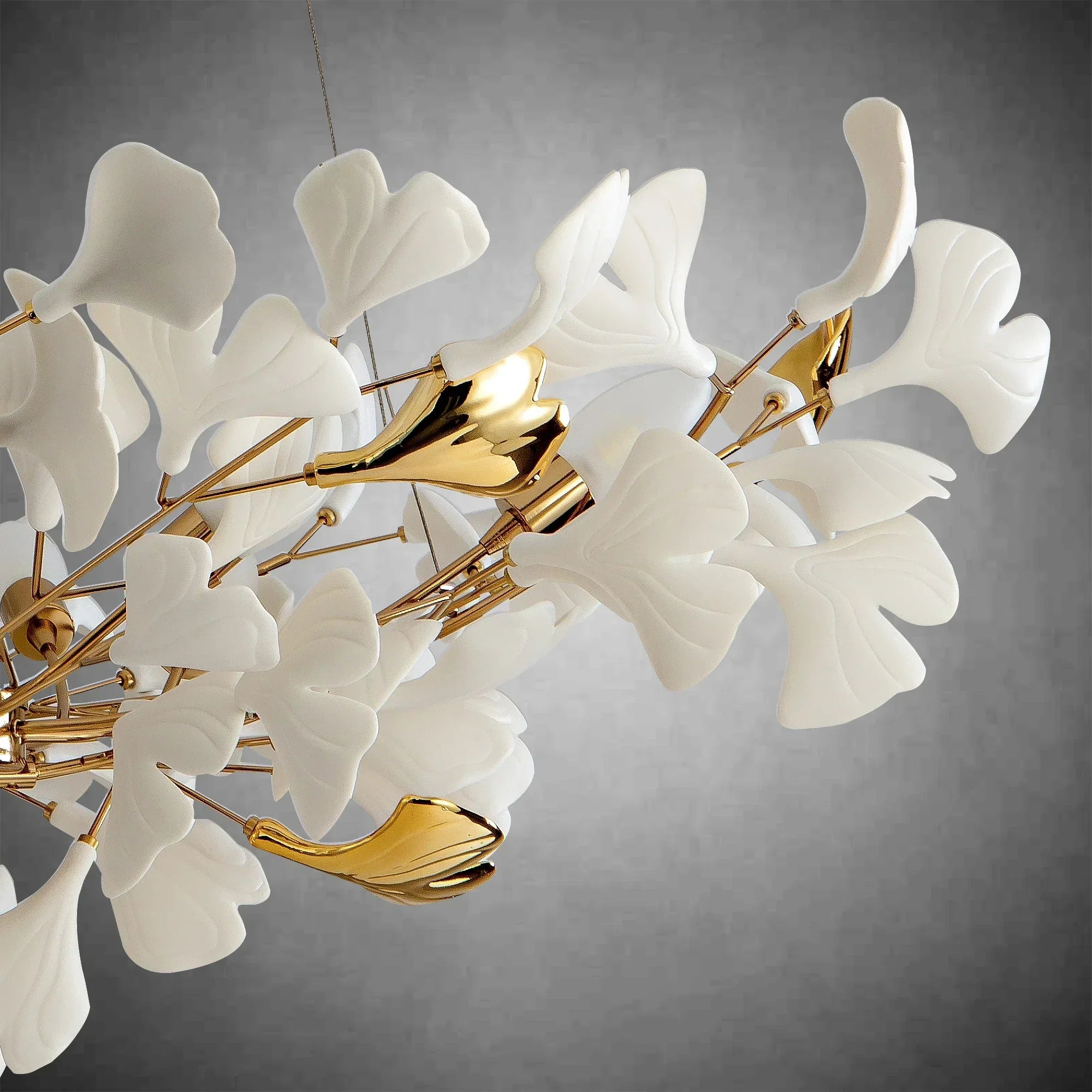 Branch Chandelier White Ceramic Ginkgo Leaf Chandeliers