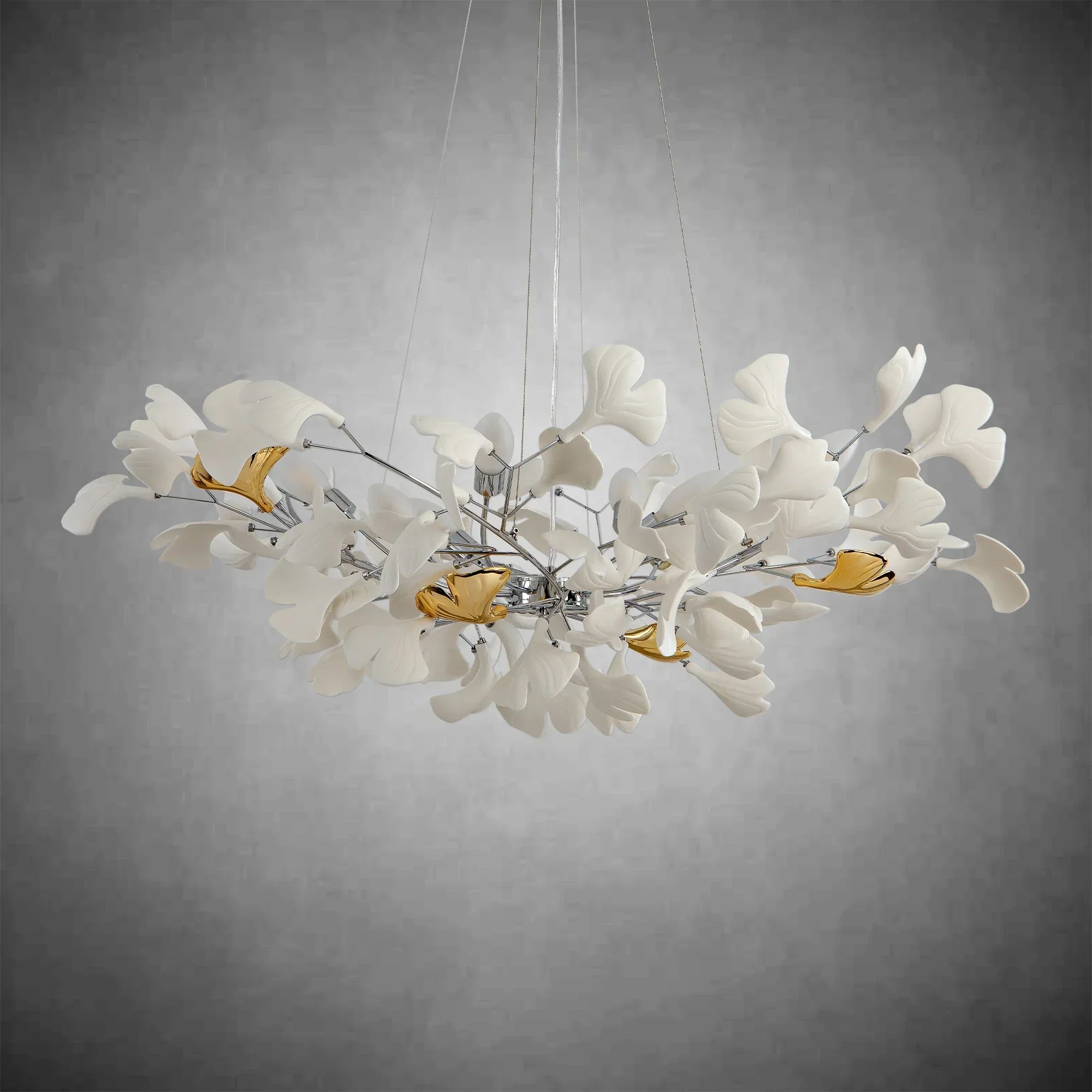 Branch Chandelier White Ceramic Ginkgo Leaf Chandeliers