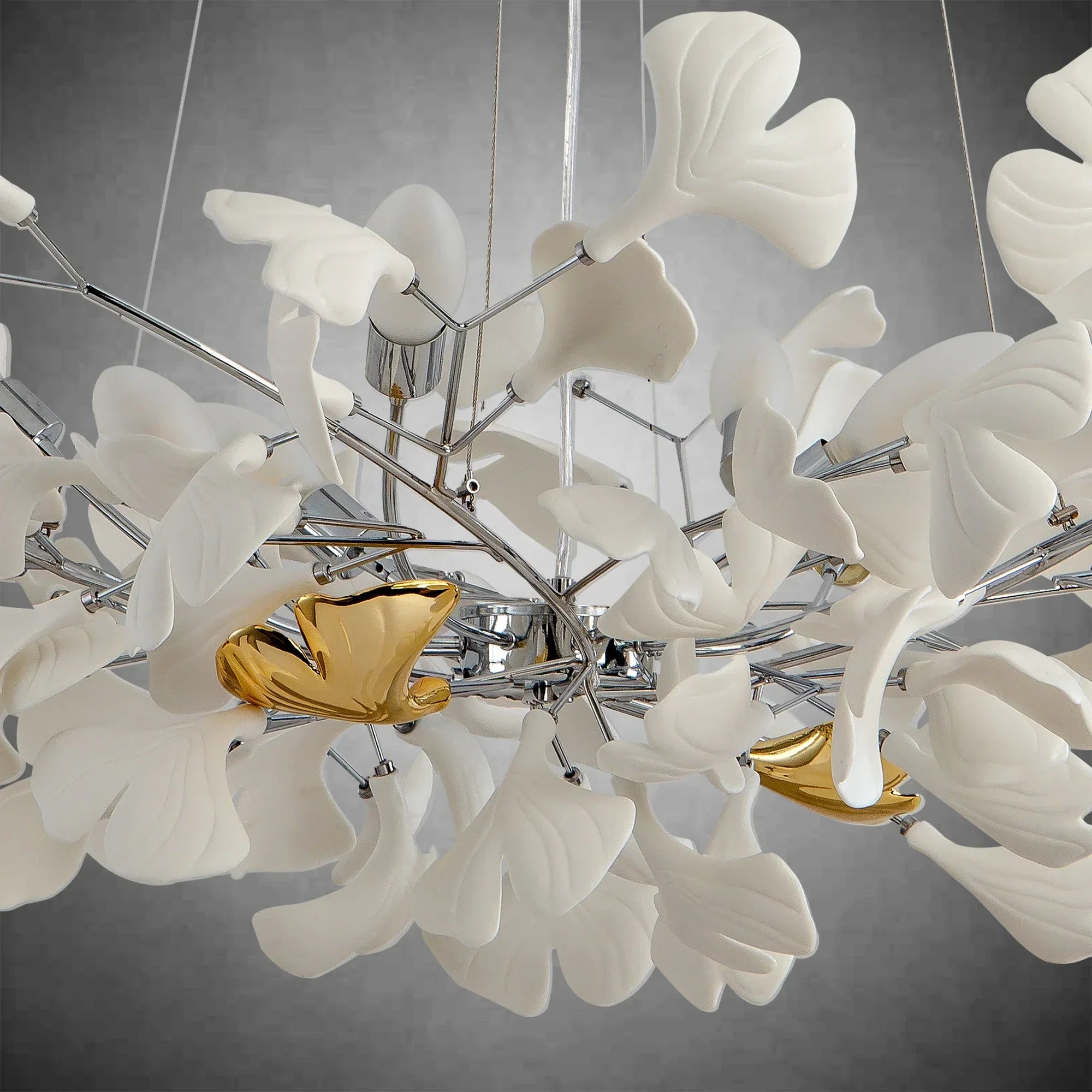 Branch Chandelier White Ceramic Ginkgo Leaf Chandeliers