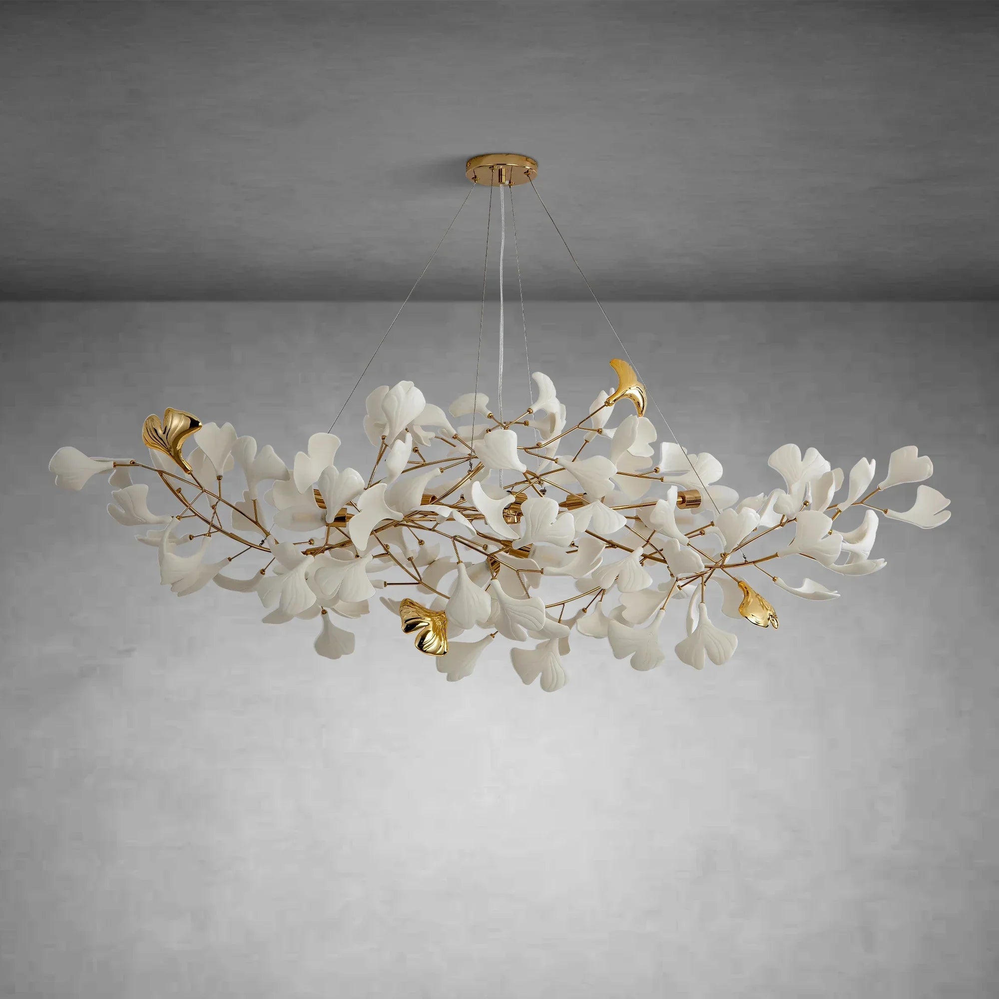 Branch Chandelier White Ceramic Ginkgo Leaf Chandeliers