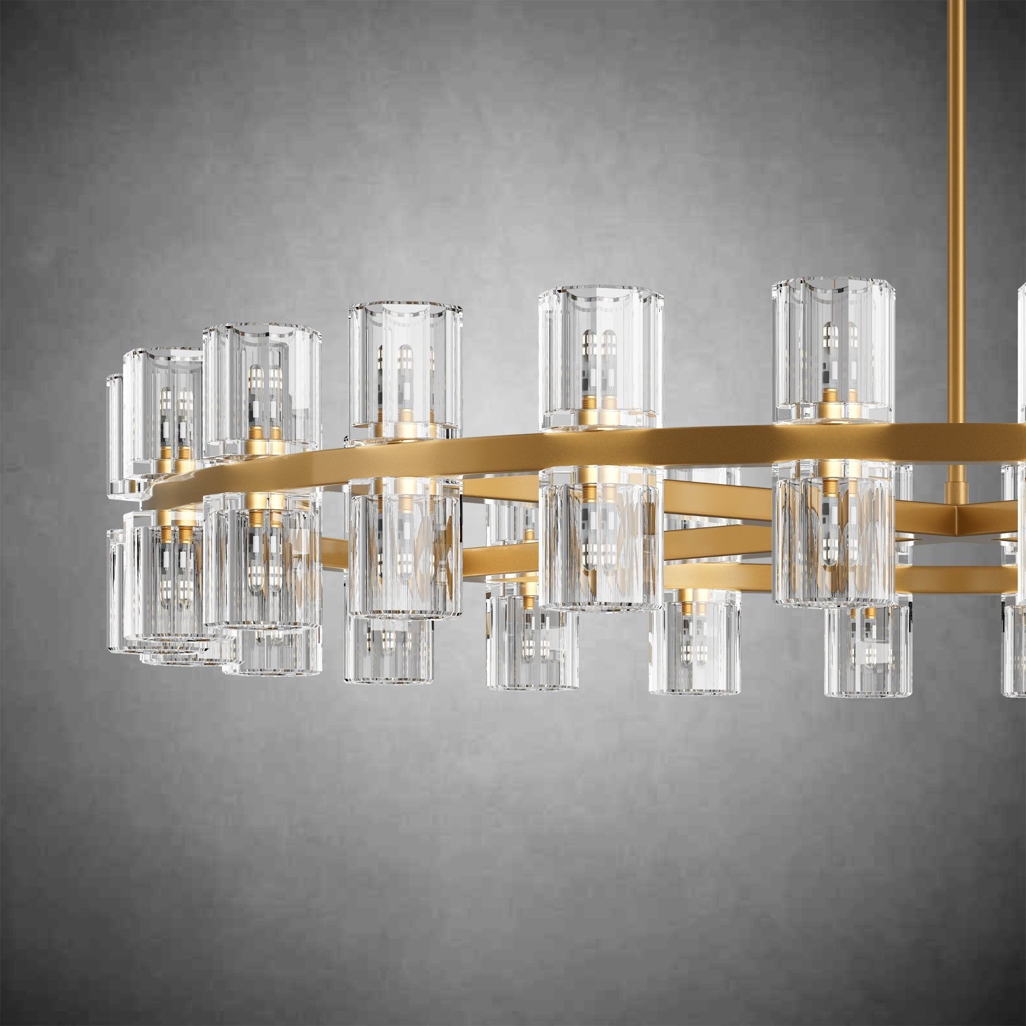Elegant 48-inch Polished Brass Round Crystal Chandelier Luxury Lighting