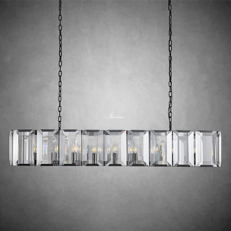 Harlew Crystal Rectangular Chandelier 62"