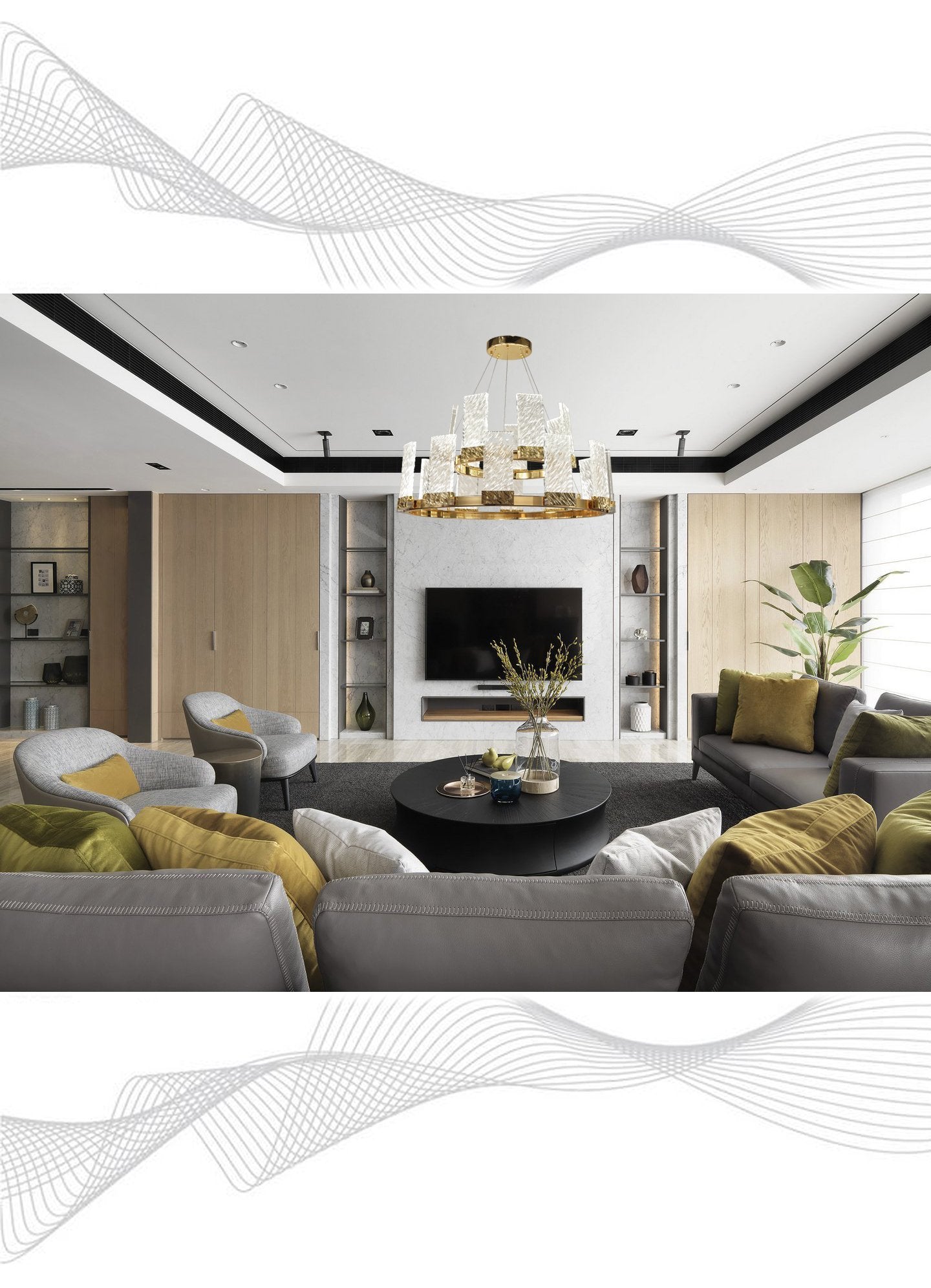JC Z-Lite 2-Tier Round LED Glass Chandelier
