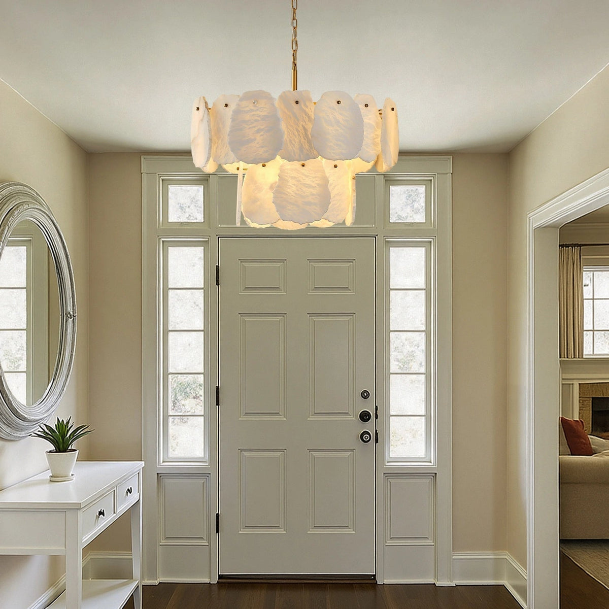 Your Brand Tiered Round Alabaster Chandelier