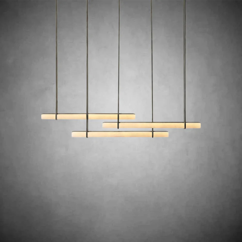 Aureon Alabaster Triple Bar Linear Chandelier