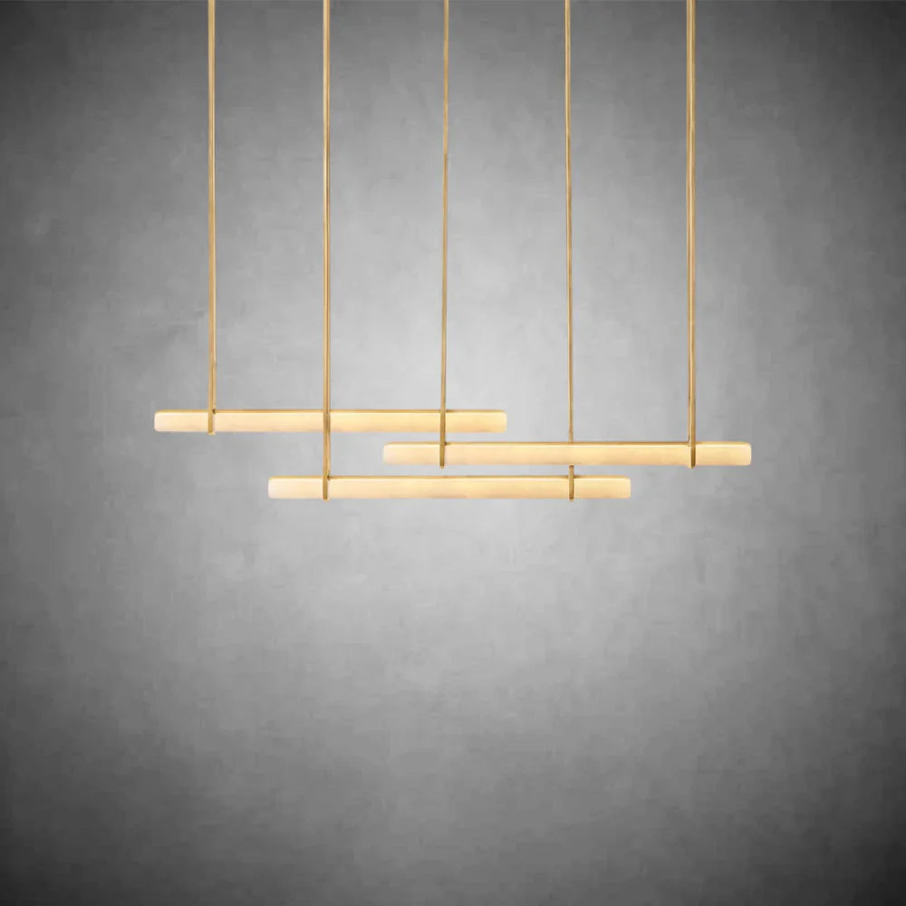 Aureon Alabaster Triple Bar Linear Chandelier