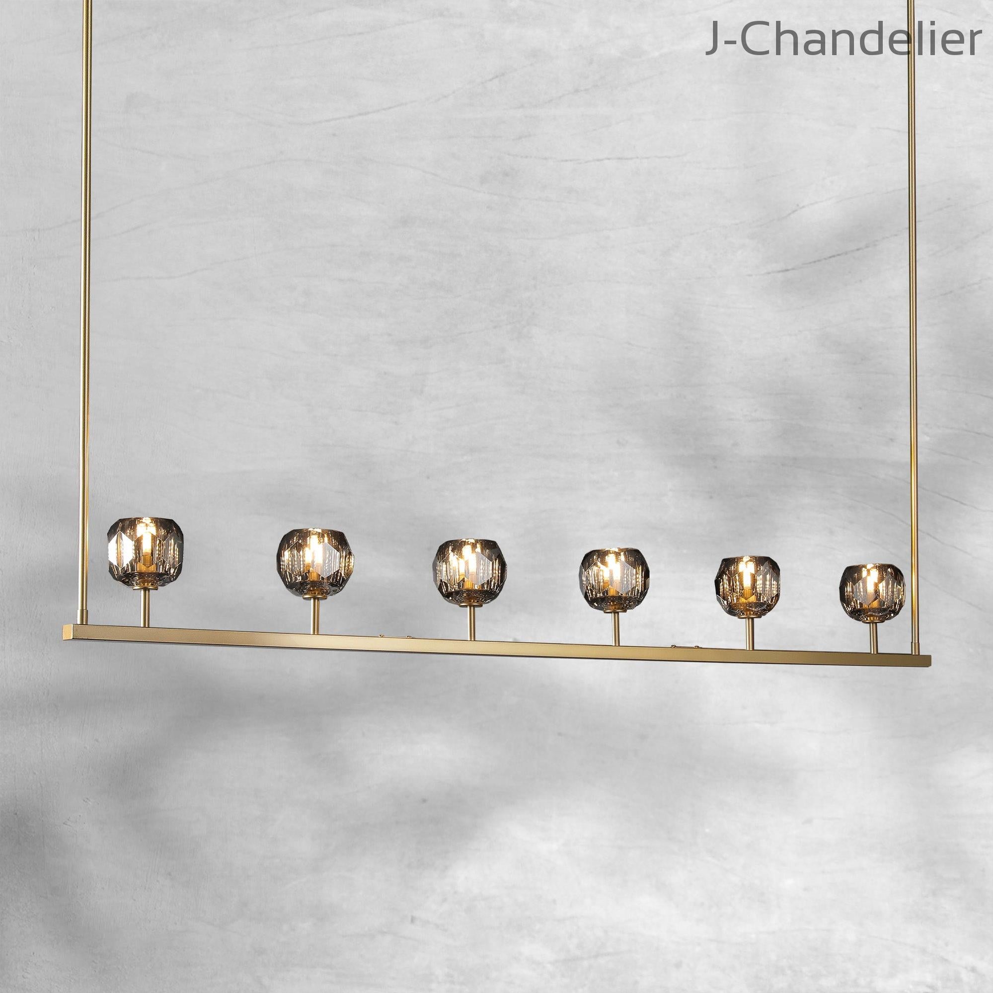 Bille De Crystal Ball Linear Chandelier 48” 60"