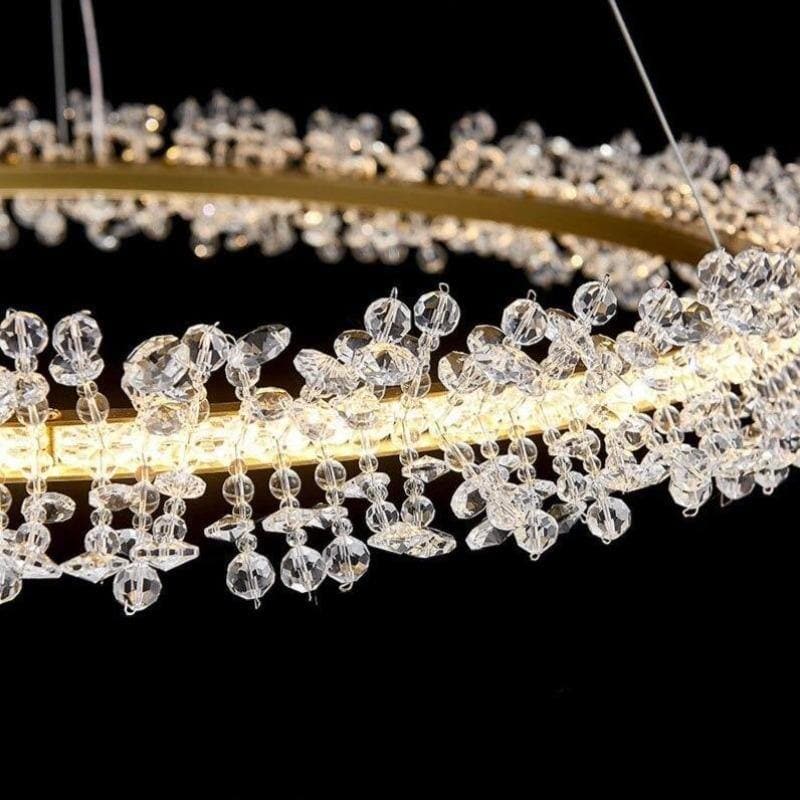 JC Exquisite Ring Crystal Golden Round Chandelier