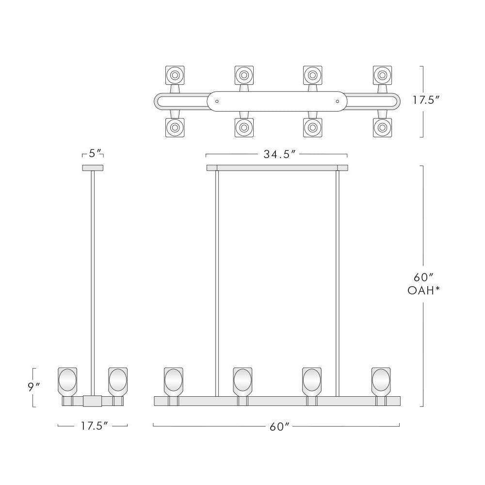 Canson Linear Modern 8 lights Dining Room Chandelier