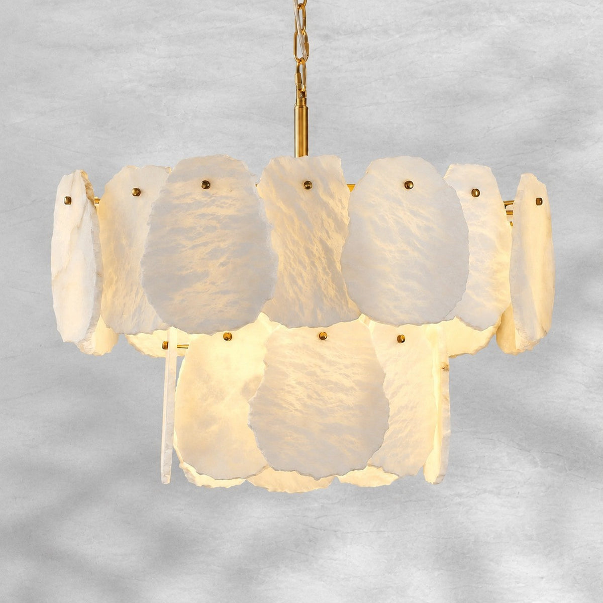 Your Brand Tiered Round Alabaster Chandelier