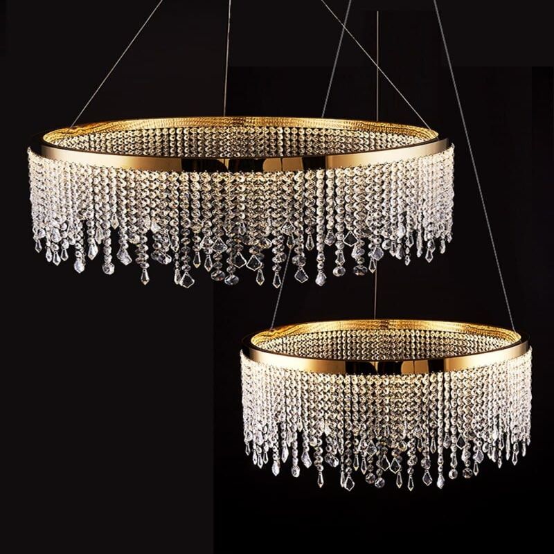 JC Modern Crystal Tassel Ring Chandelier