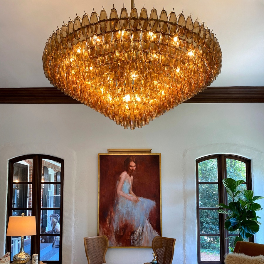 Chiaravalle Glass Tiered Round Chandelier 37"D 47"D 62"D