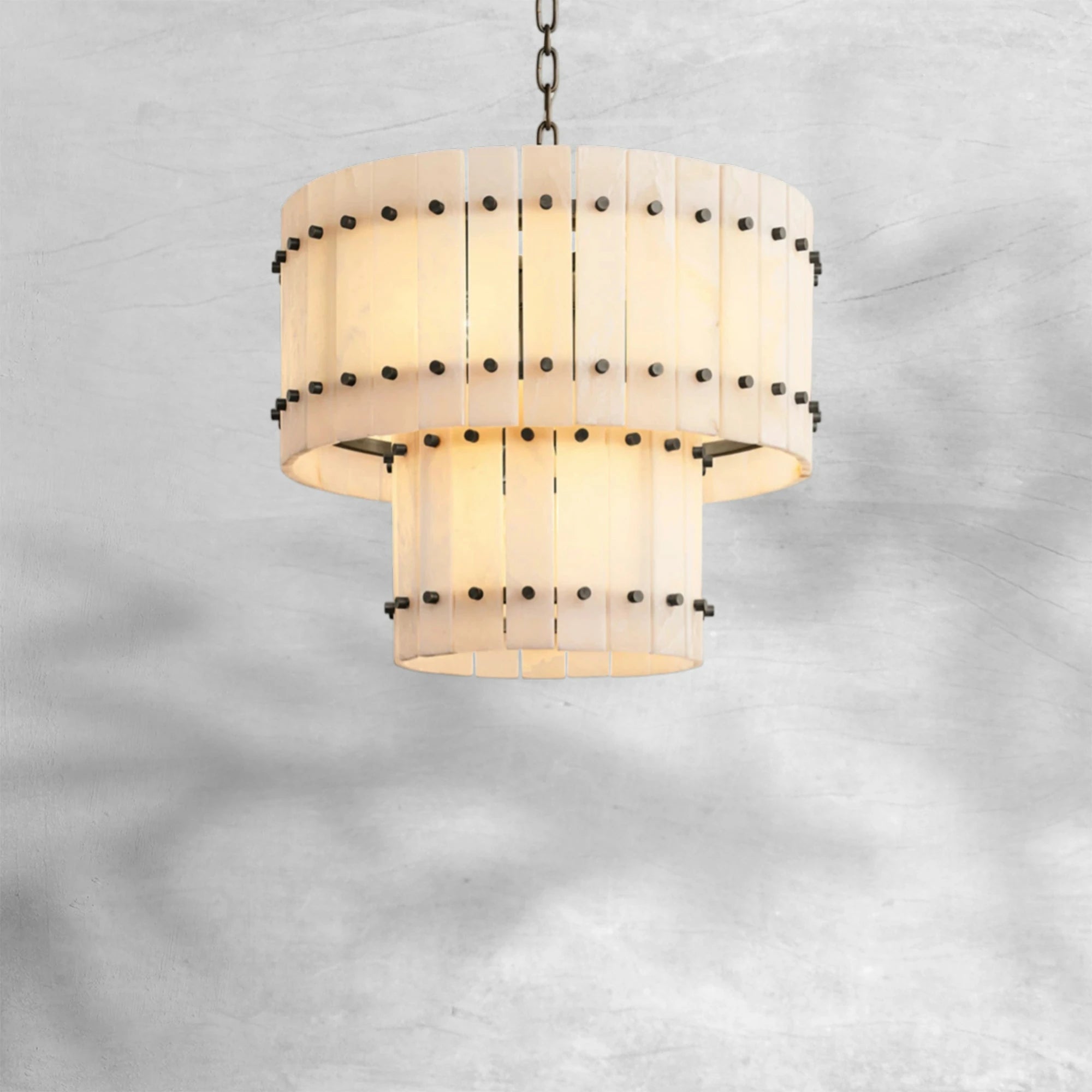Sun Marcus Alabaster Round Tiered Chandelier