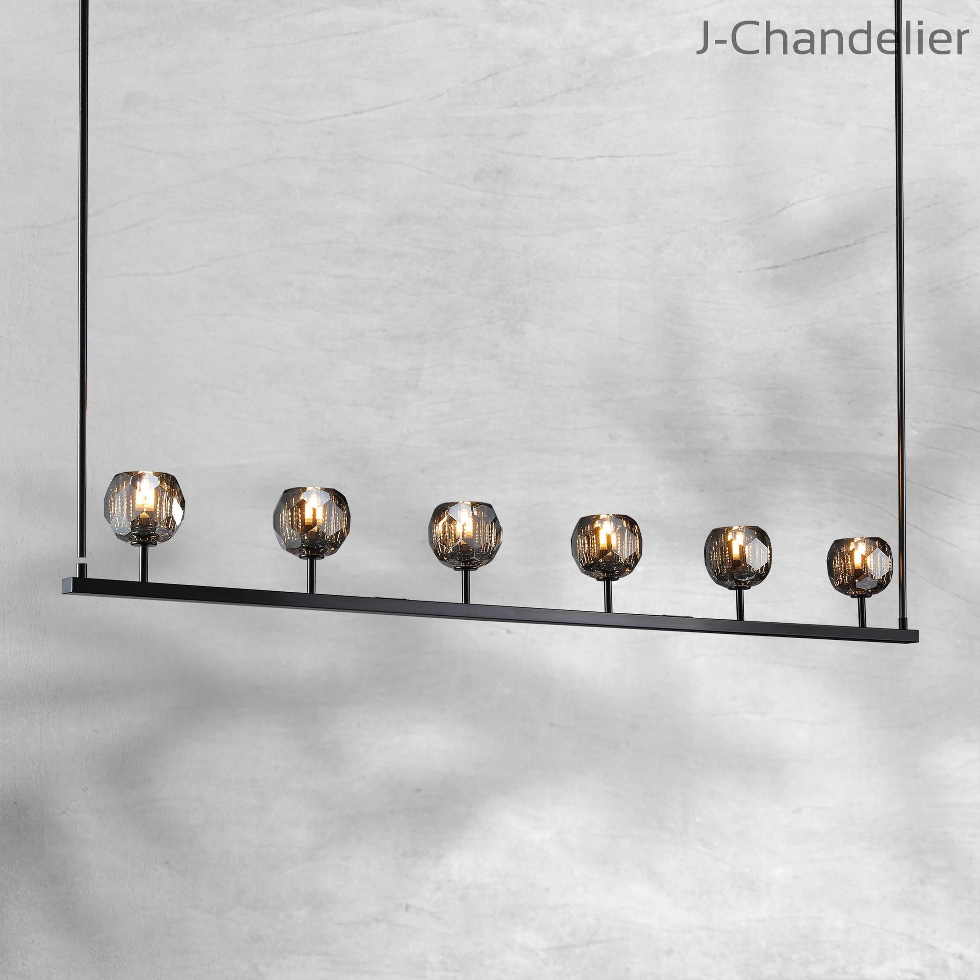Bille De Crystal Ball Linear Chandelier 48” 60"