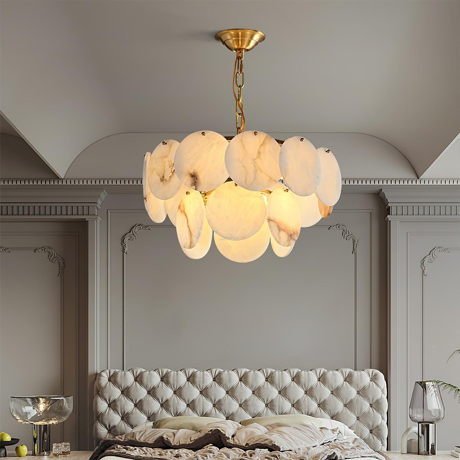 Alabaster Shell Brass Chandelier with 2/3/4/5/6 layer - Merlin Lamps