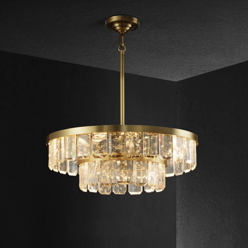 Rebecca Postmodern Double Tier Crystal Chandelier - Merlin Lamps