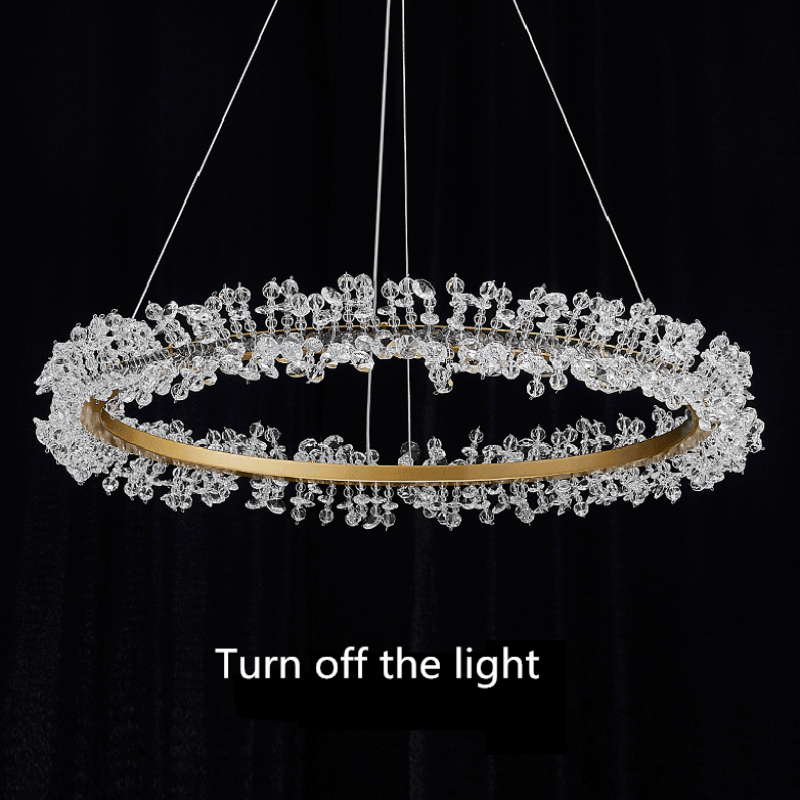 JC Exquisite Ring Crystal Golden Round Chandelier