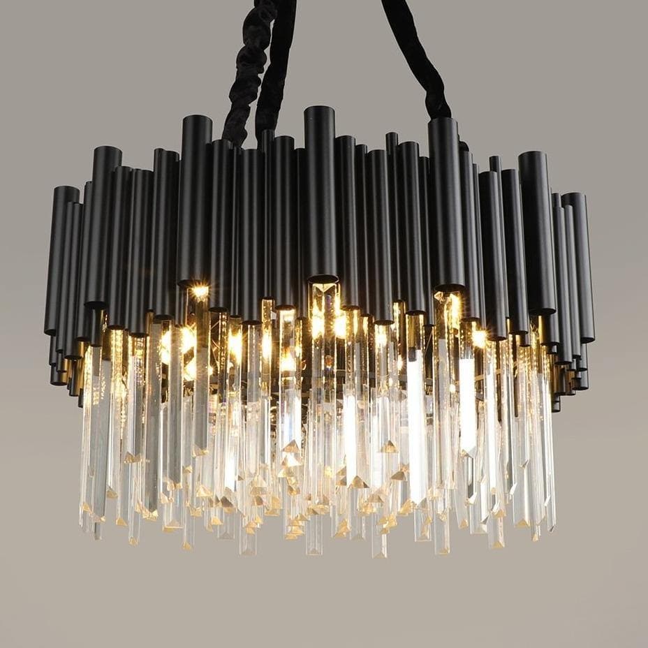 Fusion Modern Classic Black Round Crystal Chandelier 24"/ 32"
