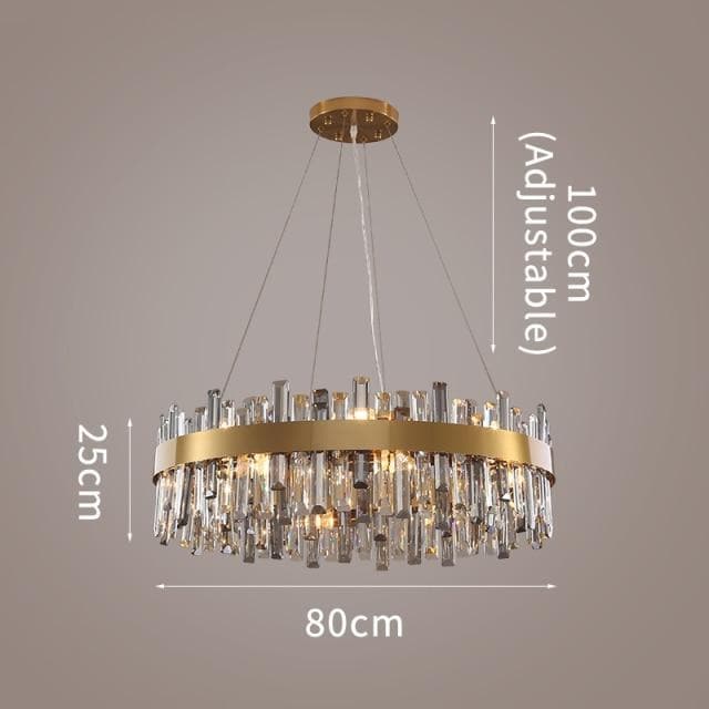 Natasha Modern Round Gold Crystal Chandelier 24" 32"
