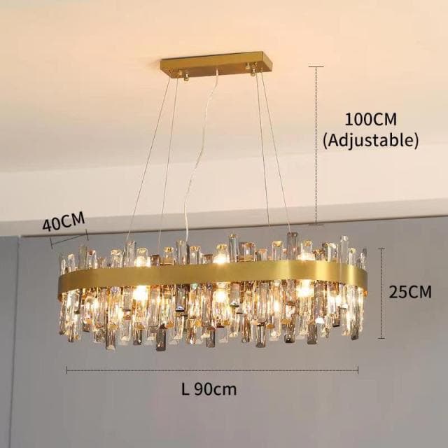 Elegance Rectangle Golden Lamp frame Crystal Chandelier 32" / 47"