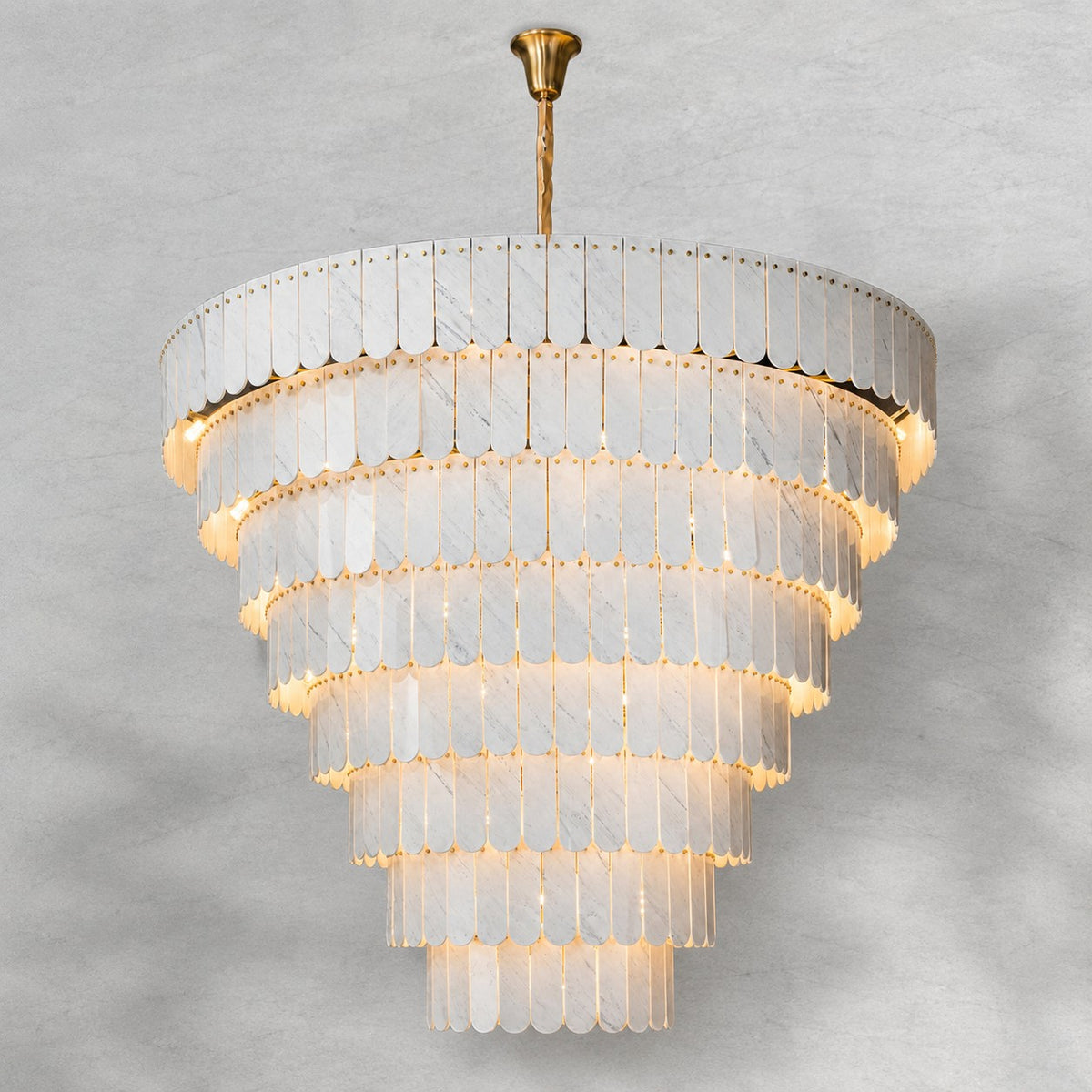 Grand Nine-Tier Yugoslav White Luxury stone Chandelier
