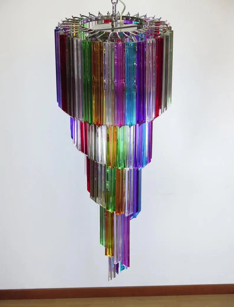 Murano chandelier – Spiral – 86 prisms – Multi