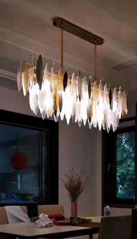 JC Alba 2-Tier Linear Oval Glass Chandelier
