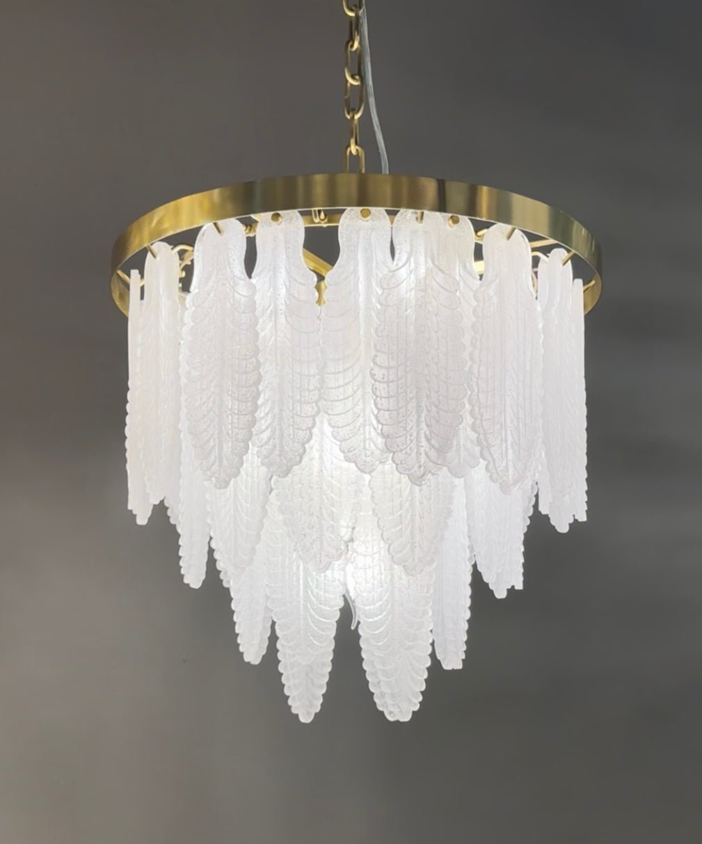 JC Leaf Round Tiered Glass Chandelier