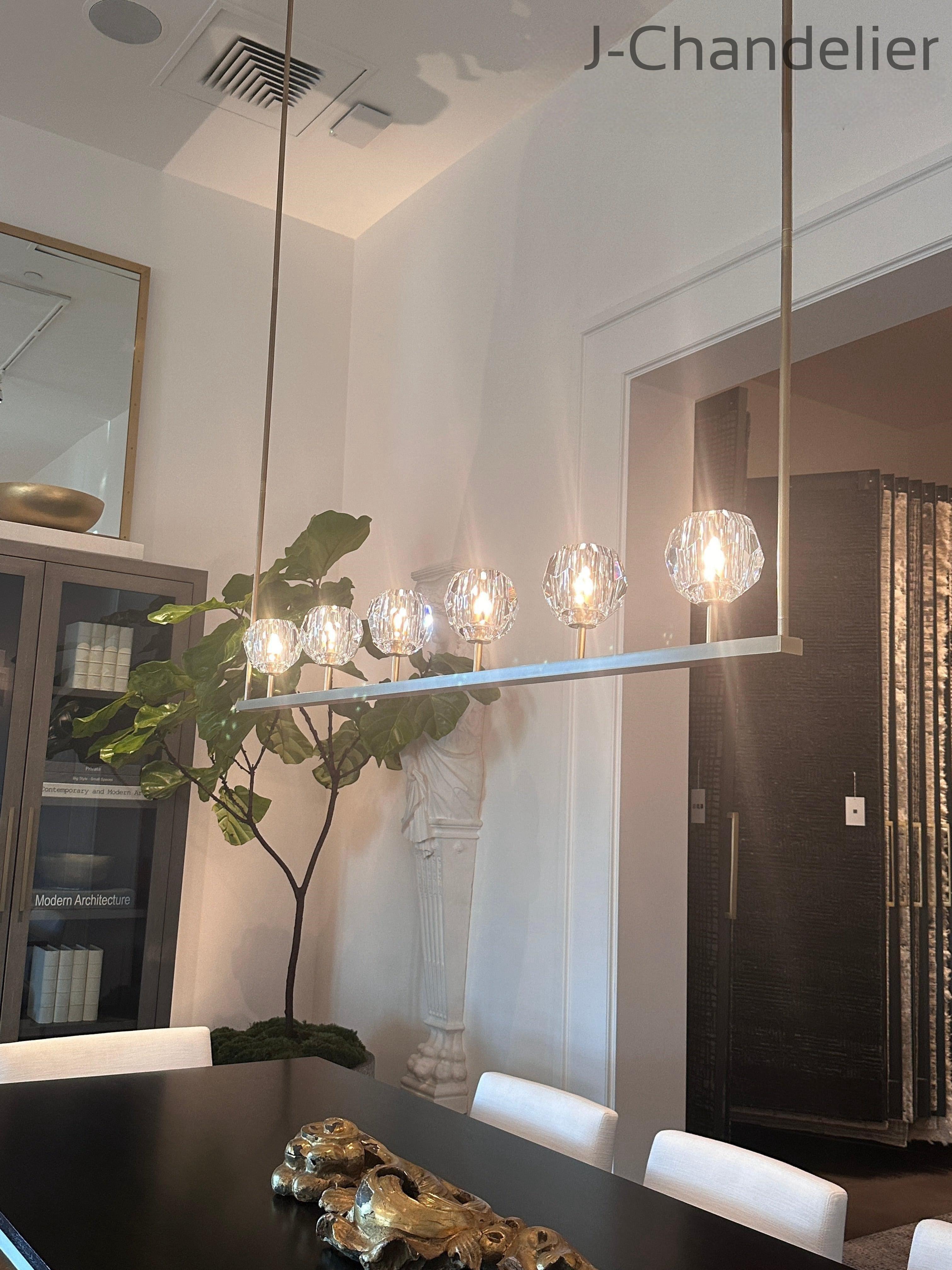 Bille De Crystal Ball Linear Chandelier 48” 60"