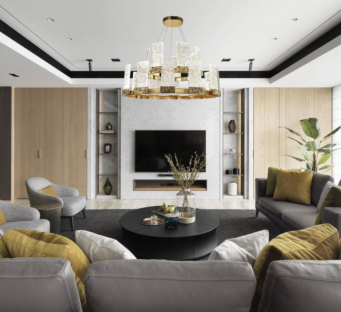JC Z-Lite 2-Tier Round LED Glass Chandelier