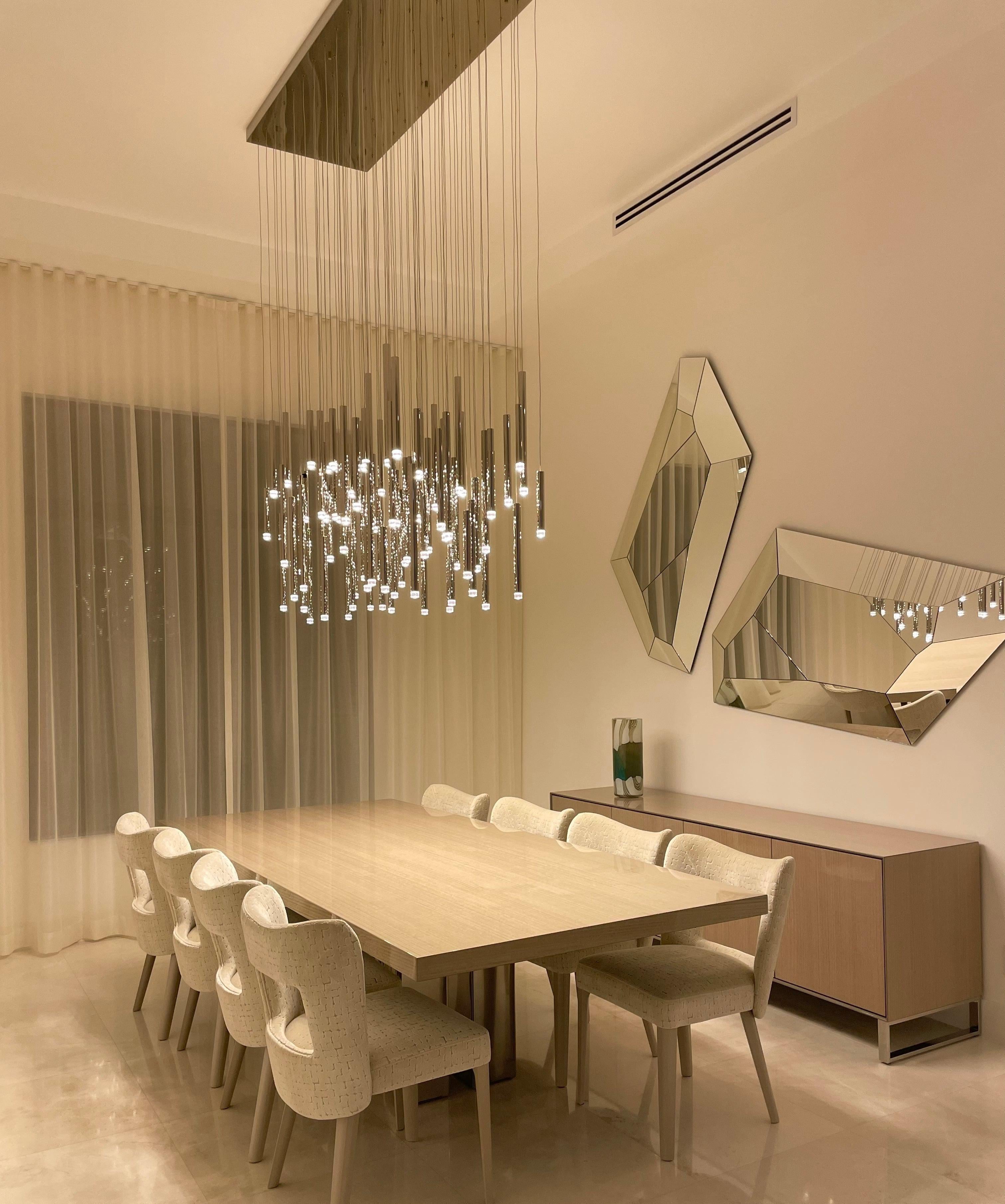 Bellini Rectangular Tri-Tone Tubular Pendant Light Chandelier - Merlin Lamps
