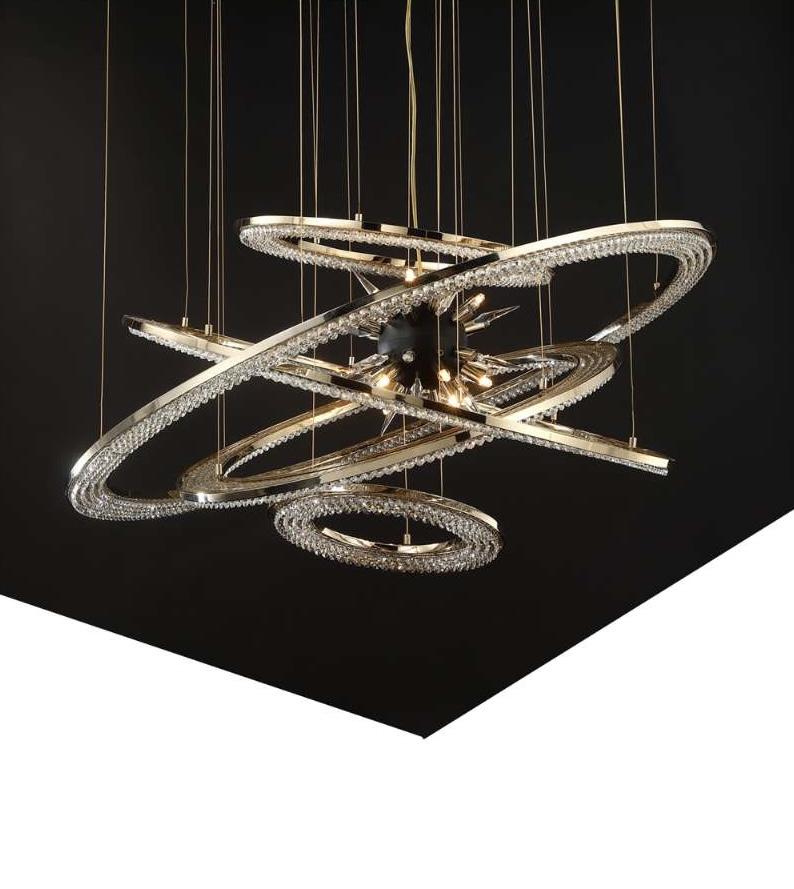 JC Aleron Crystal Ring Sputnik Chandelier