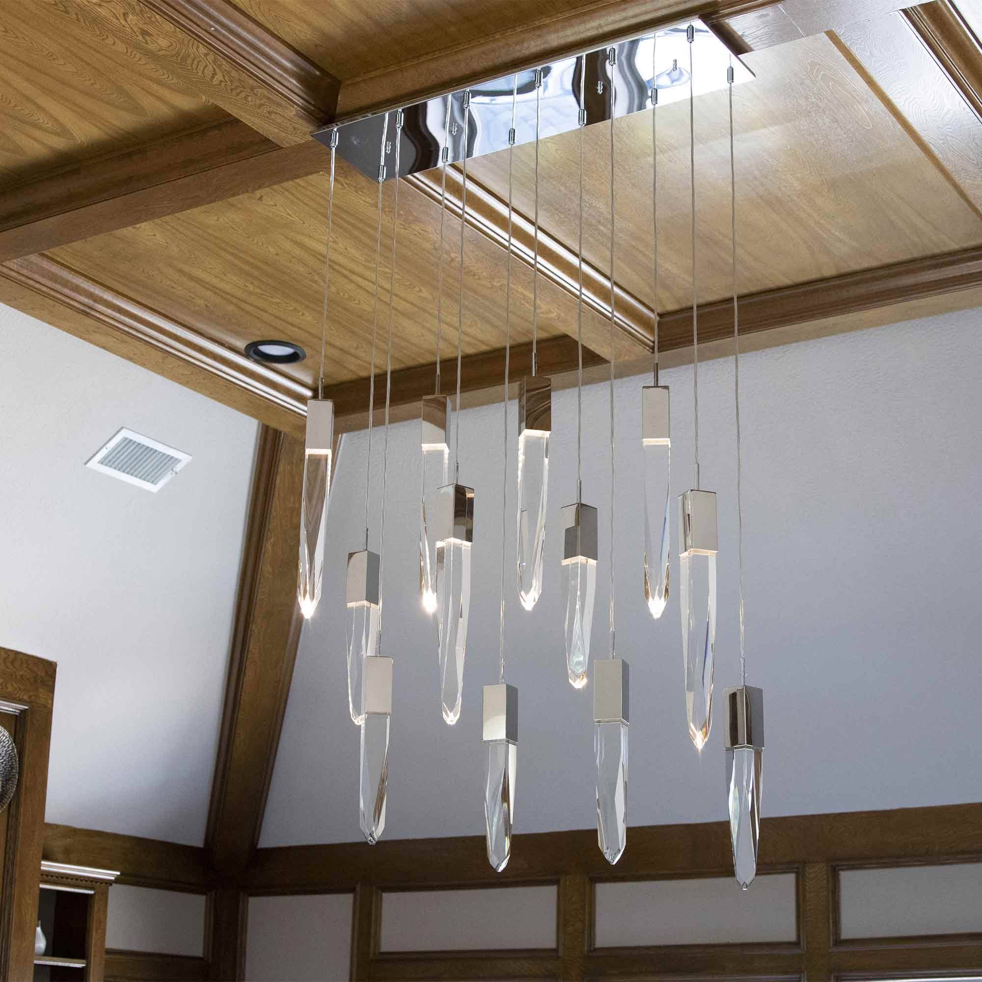 Modern Light Luxury Round/Rectangle Ceiling Pendant Light in Black Finish for Kitchen Island/ Staircase/Living Room