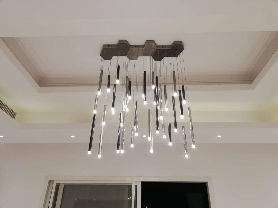 Bellini Square Tri-Tone Tubular Pendant Light Chandelier - Merlin Lamps
